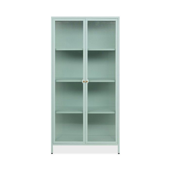 CALICOSY - Vitrine avec 2 portes vitrées et 3 étagères en métal L80 cm - MILTON - Vert CALICOSY - Vitrine avec 2 portes vitrées et 3 étagères en métal L80 cm - MILTON - Vert