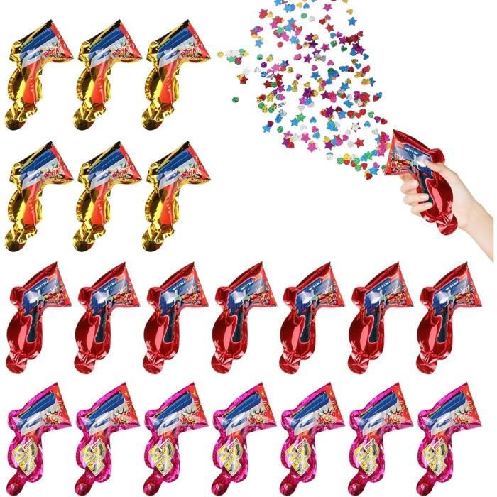 Lot De 20 Canons à Confettis Gonflables - Pour Mariage, Anniversaire, Fête - Confettis Biodégradables, Couleur Aléatoire