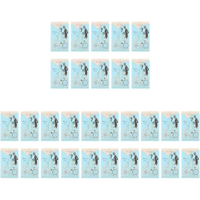 30 Cartes Mariage Silhouette Bleue - Faire-part DIY Perforés