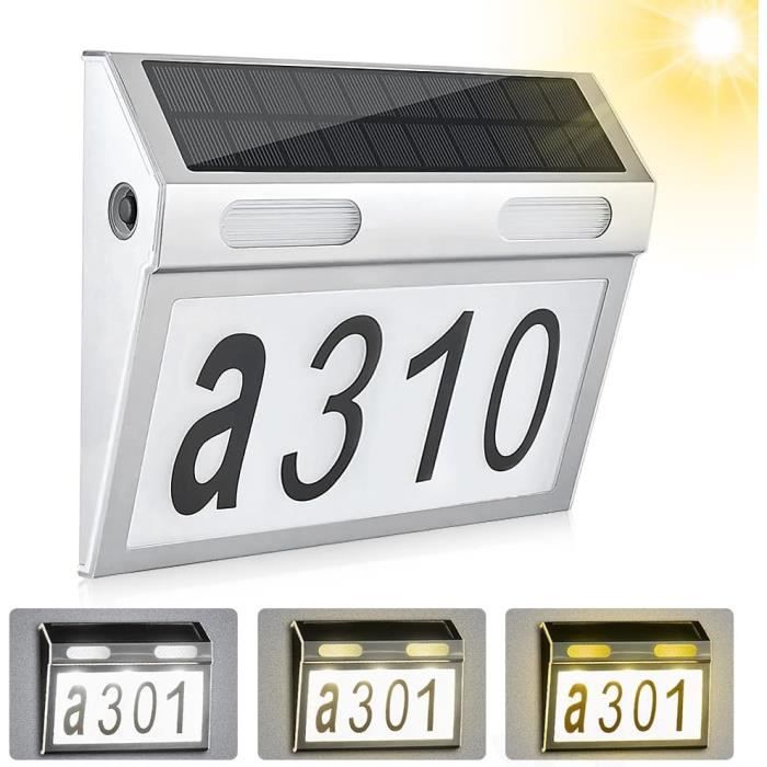 LILIIN Numéro De Maison Lumineux à LED, Numéro De Maison Solaire Avec 2