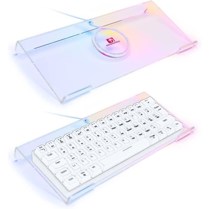 CROSS ZEBRA Support de Clavier en Acrylique RVB Rétroéclairé Support de Clavier Transparent pour Jeux sur Ordinateur et Saisie