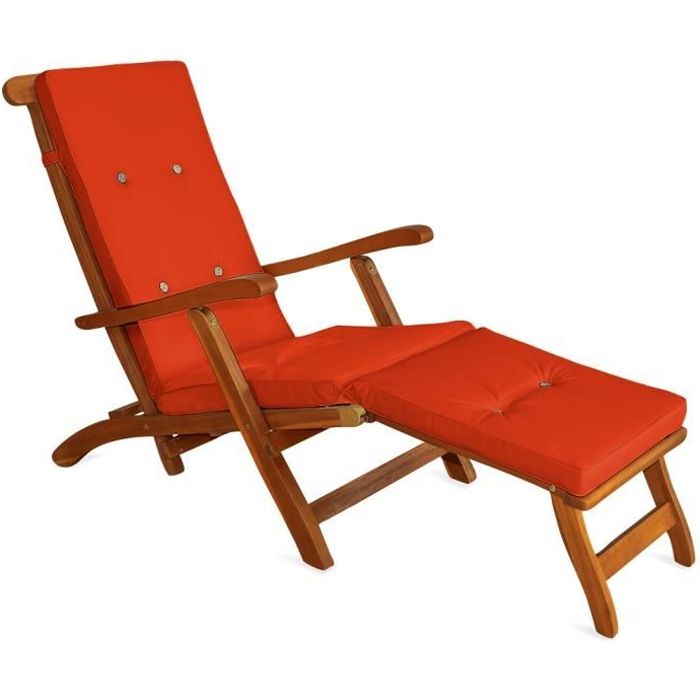 Coussin pour chaise longue orange pour siège inclinable coussin pour bain de soleil relaxation intérieur extérieur hydrofuge