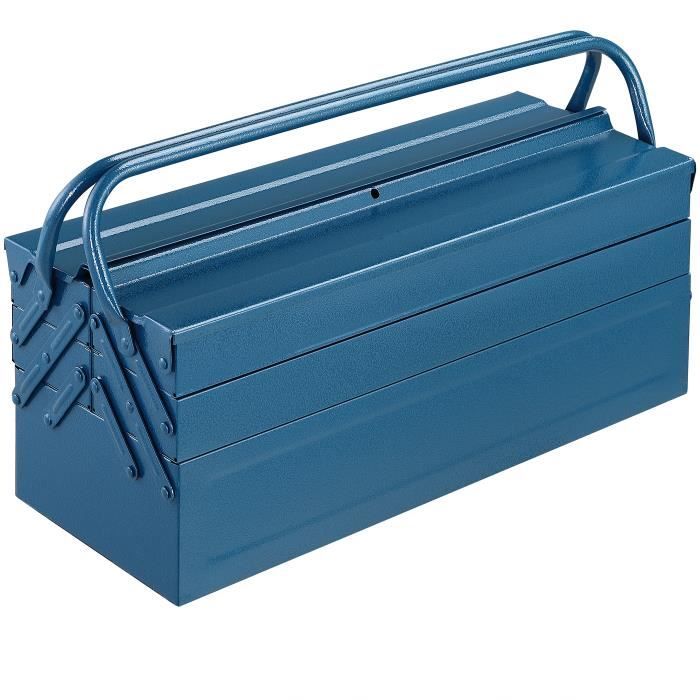 Boîte coffre à outils rangement pratique en acier - bleu - 580x220x210mm -  Cdiscount Bricolage