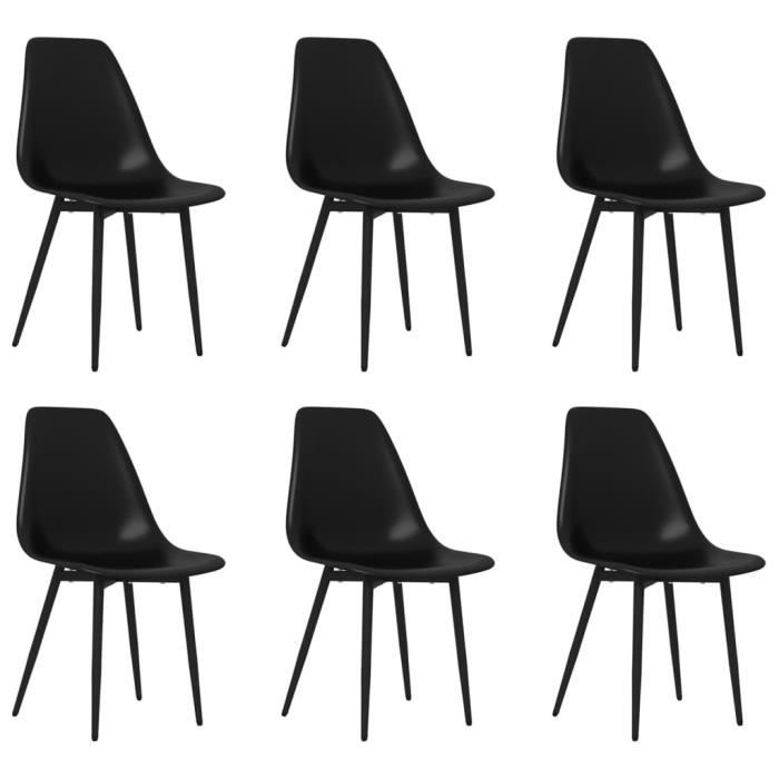 Chaises à manger lot de 6 noir PP Dilwe7407563596590