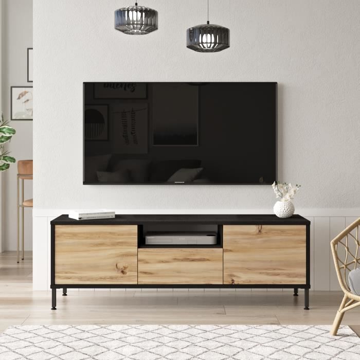 meuble tv - emob - yardley - blanc - rectangulaire - contemporain