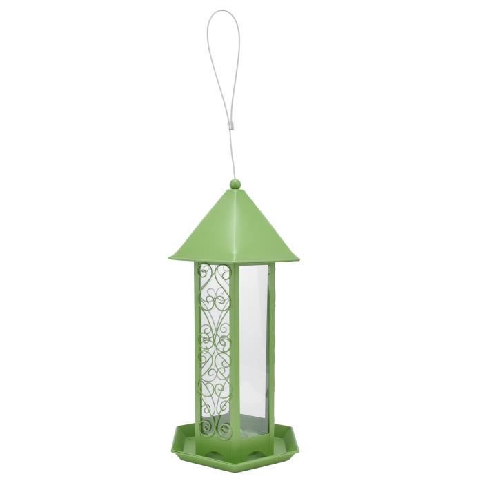 Lot De 2 Mangeoires à Oiseaux En Métal Vert Suspendues - 2 Ports, Résistantes Aux écureuils, Pour Jardin Et Balcon - Facile à Remplir