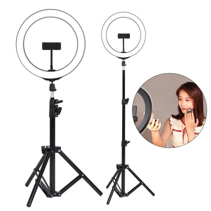 Support Double Téléphone Avec Anneau Lumineux LED 6 Pouces - Pour Streaming, Videos, Appels - Luminosité Réglable