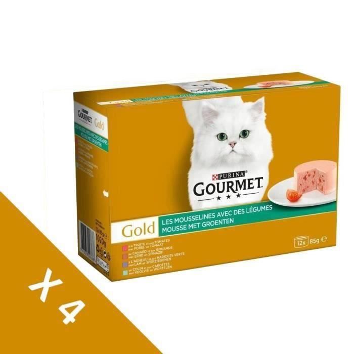 Comparer les prix de [Lot de 4 / 12 x 85g] GOURMET Gold Les Mousselines legumes - Chat adulte - 4 boites de 12 x 85g
