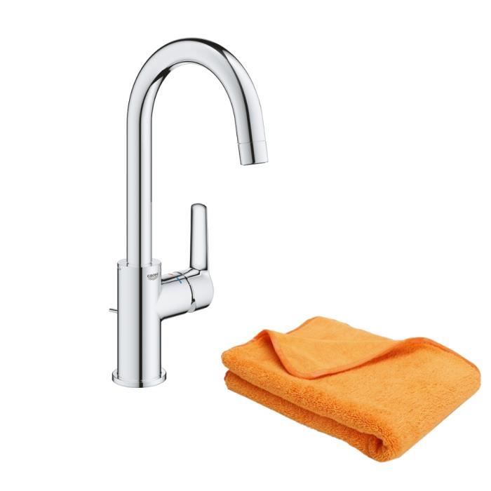 Mitigeur lavabo GROHE Quickfix Start 2021 avec tirette et vidage taille + microfibre