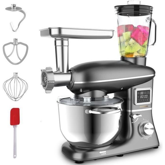 HYUNDAI Robot pâtissier multifonction 1500W bol 6.2L blender et hachoir