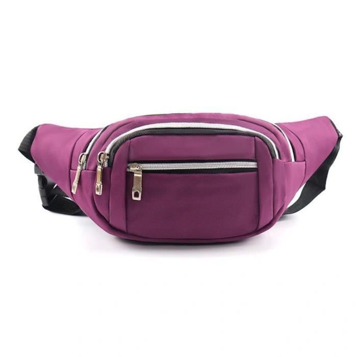 Sac Banane en Toile Imperméable de Sport Fashion Multifonction Pour Homme et Femmes - Violet