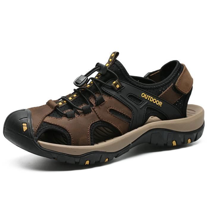 Sandales D'été Clarks Saltway Edge Pour Homme En Cuir Ajustable - Neuf Avec Emballage
