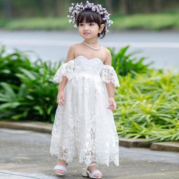 Bébé Enfants Filles Off épaule Floral Coeur d'été Princesse Dress Vêtements