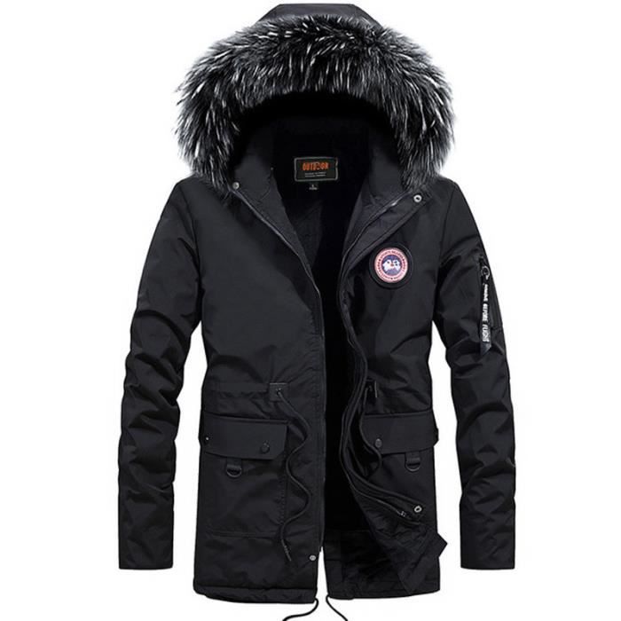 Parka homme de Marque La mode paissir moyen long capuche Col de