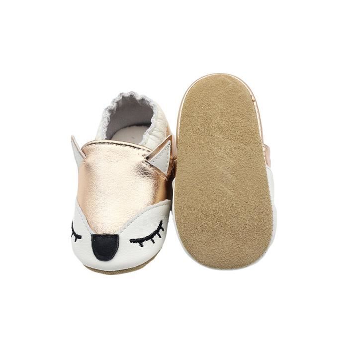 Bebe Chaussures Premiers Pas Garcon Fille Chausson Cuir Souple Daim Antiderapants Or Cdiscount Chaussures