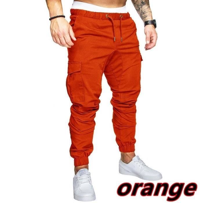 Pantalon de Sport Multi-Poches pour Hommes, Forme lâche, Ruban personnalisé, décoration, Pantalon de Jogging