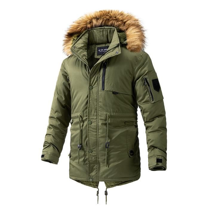 Parka Homme Parka Capuche Amovible avec Bordure en Fausse