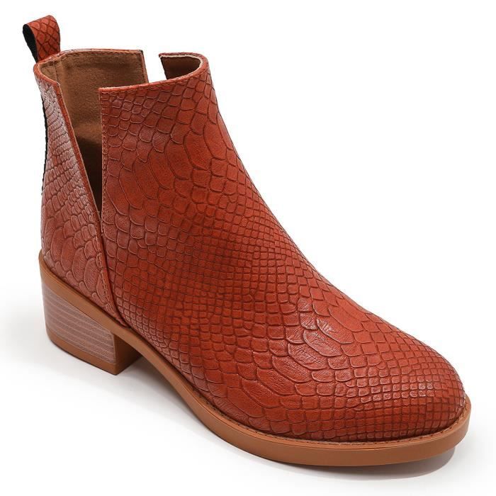 Boots Femme Grande taille Chelsea talon epais talon moyen bout