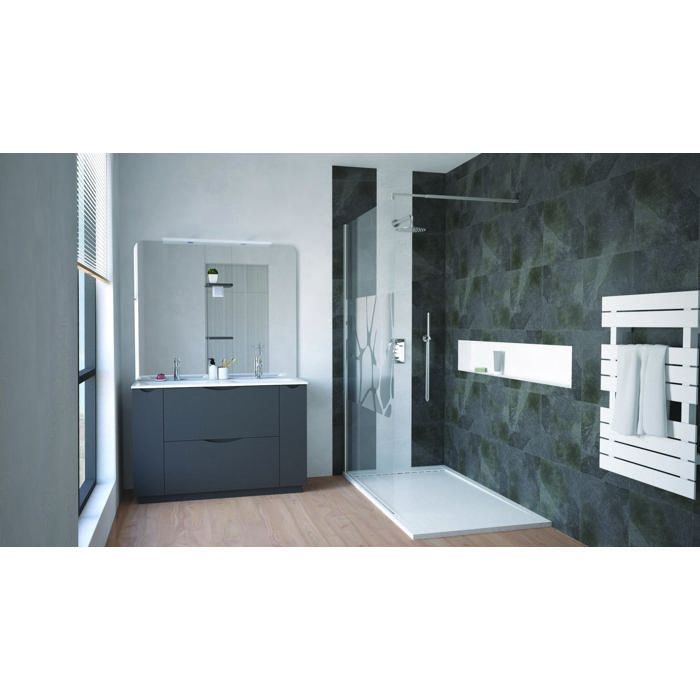 ONDEE ZEN Meuble de salle de bain à poser PALERMO - 120cm - Gris anthracite - laqué