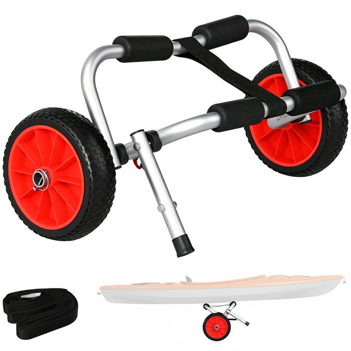 Chariot Kayak Outsunny – Pliable, Alu, Charge 70 Kg, Mousse Antidérapante