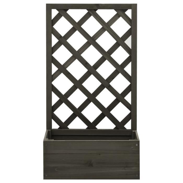 Jardinière Surélevée Avec Treillis Mingone 40x40x136cm - Système Drainage - Gris
