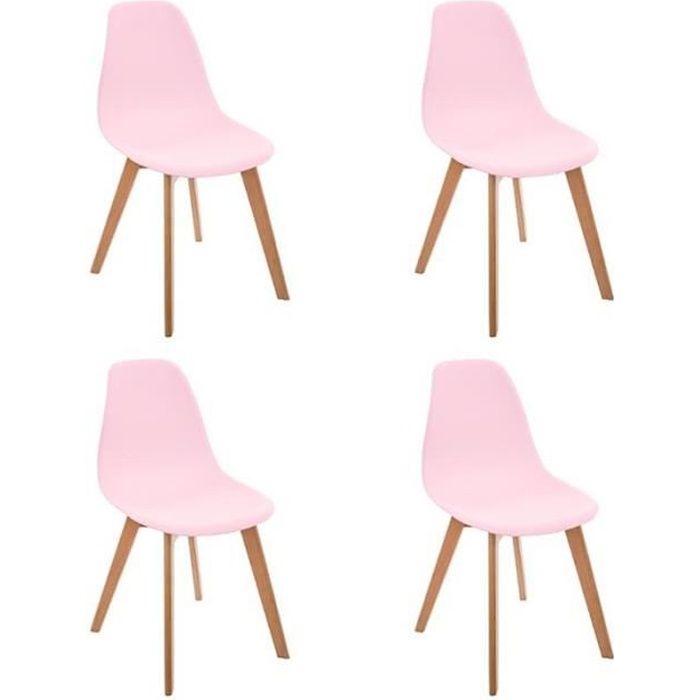 lot de 4 chaises enfant scandinave rose - paris prix - pliant - bois & polypropylène
