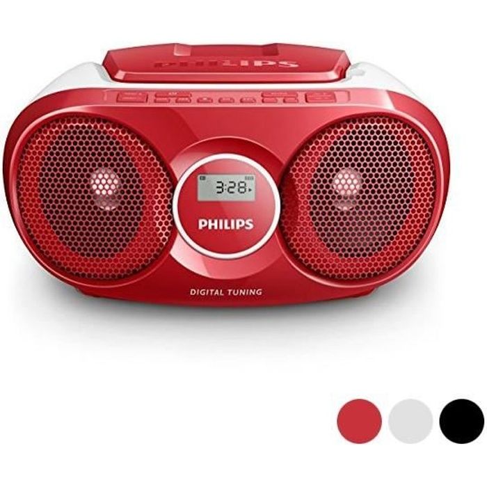 Boombox - PHILIPS - AZ215/12 - Lecteur de CD - Radio FM - Rouge
