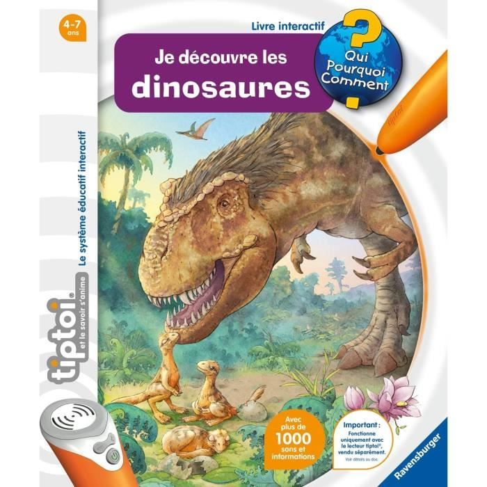 Tiptoi® Livre interactif Je découvre les dinosaures - Jeu éducatif électronique, sans écran - A partir de 4 ans - 00145 -