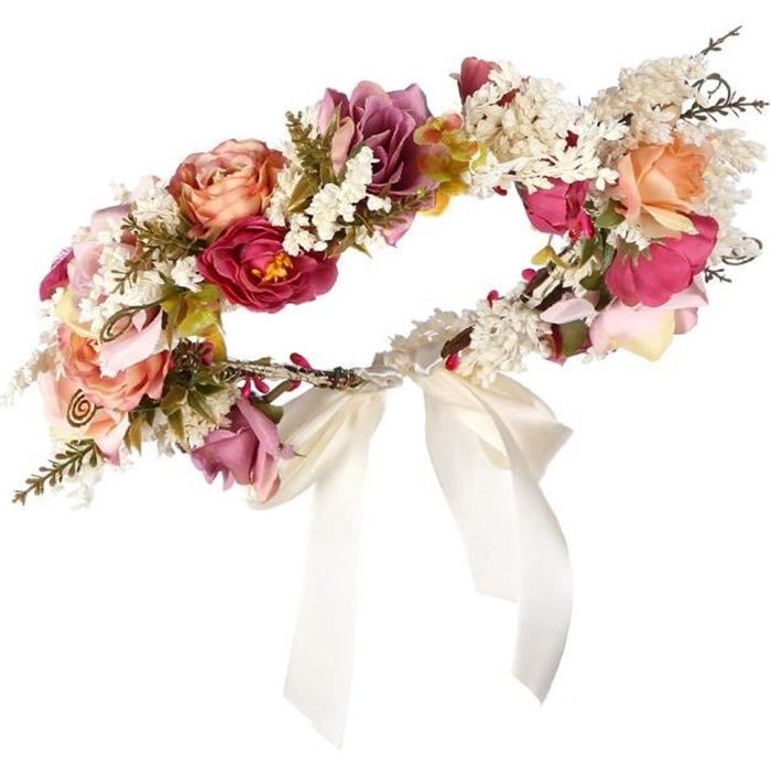 10 Couronnes Fleuries Pour Cheveux - Multicolores Pour Mariage, Fête, Festival | Bandeau Fleuri Décoratif