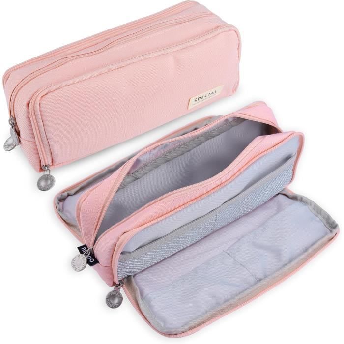 Grand Étui à Crayons Grande Capacité 3 Compartiments Pochette à