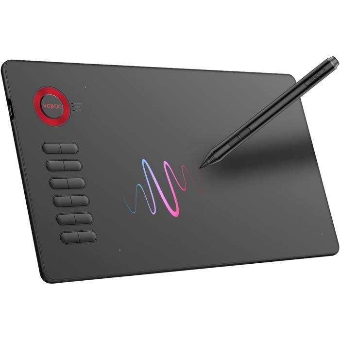 VEIKK A15 Tablette Graphique 10x6 Pouces - Stylet Sans Pile 8192 Niveaux - 12 Touches Programmable - Compatible Windows/Mac/Android