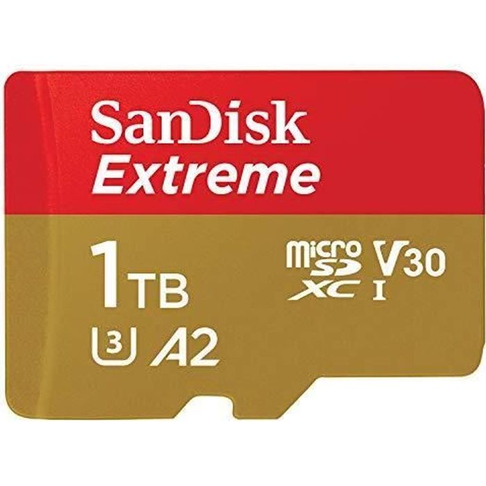 Carte Mémoire MicroSDXC - SANDISK - Extreme 1 To - UHS 3 (U3) - V30 - 190 Mo/s Lecture, 130 Mo/s Écriture