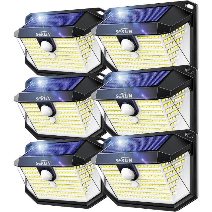 Lot De 8 Lampes Solaires Murales SKYLANTERN® – 202 LED, 600 Lumens, Détecteur De Mouvement, 3 Modes, IP65