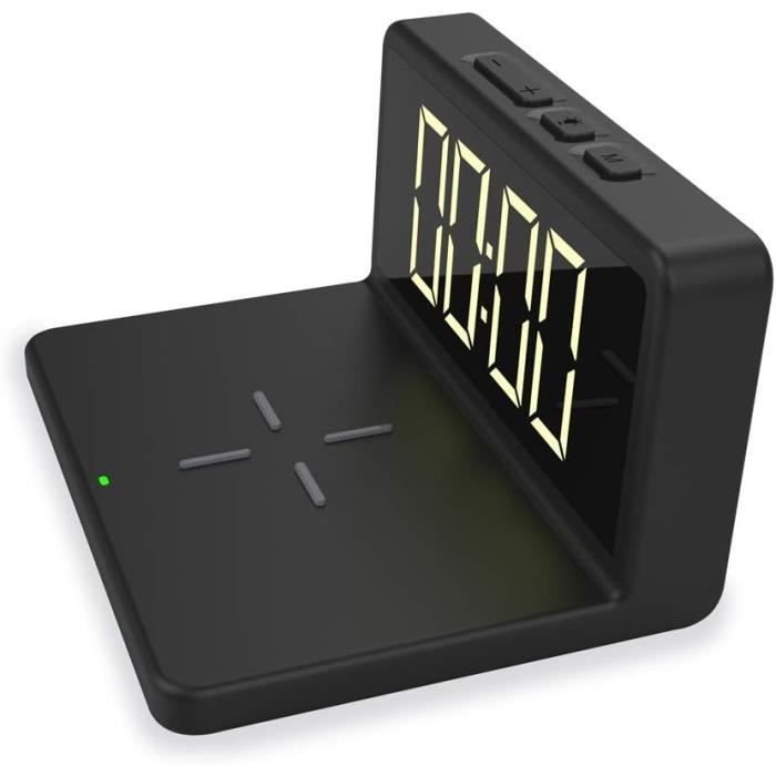 ITOMA 207A Radio Réveil Chargeur Sans Fil 15W – Bluetooth, FM, Appli Contrôle, Double Alarme, Lumière LED Dimmable
