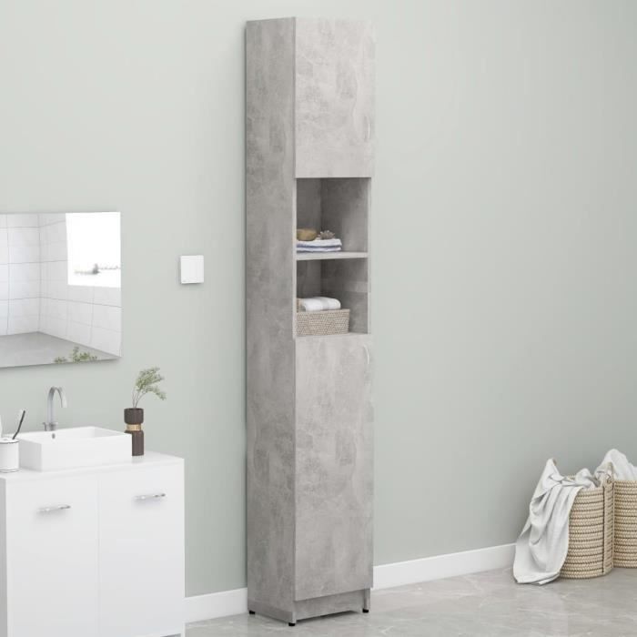 armoire de salle de bain gris béton - vidaxl - colonne - contemporain - design