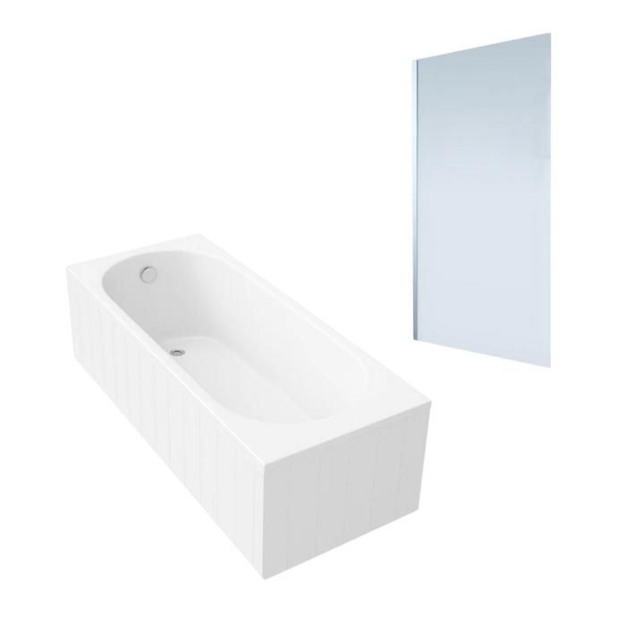 Baignoire droite VILLEROY & BOCH O.Novo 170 x 70 cm + Pare Bain gauche AURYS Mist 1 chromé - vue 2