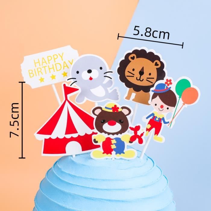 Décorations De Gâteau Anniversaire Animé - Flocons De Neige Et Personnage - Lot Complet - 7