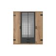 Armoire de chambre - Décor chêne et graphite - 4 portes - Style Industriel - L180 x P58 x H199 cm - CORK-1
