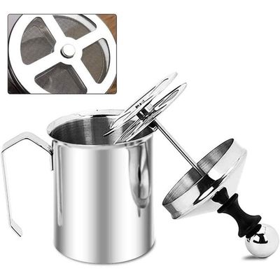 Mousseur à Lait Manuel Pour Cappuccino - En Verre Et Inox, Capacité 450 Ml, Pour Maison Et Voyage