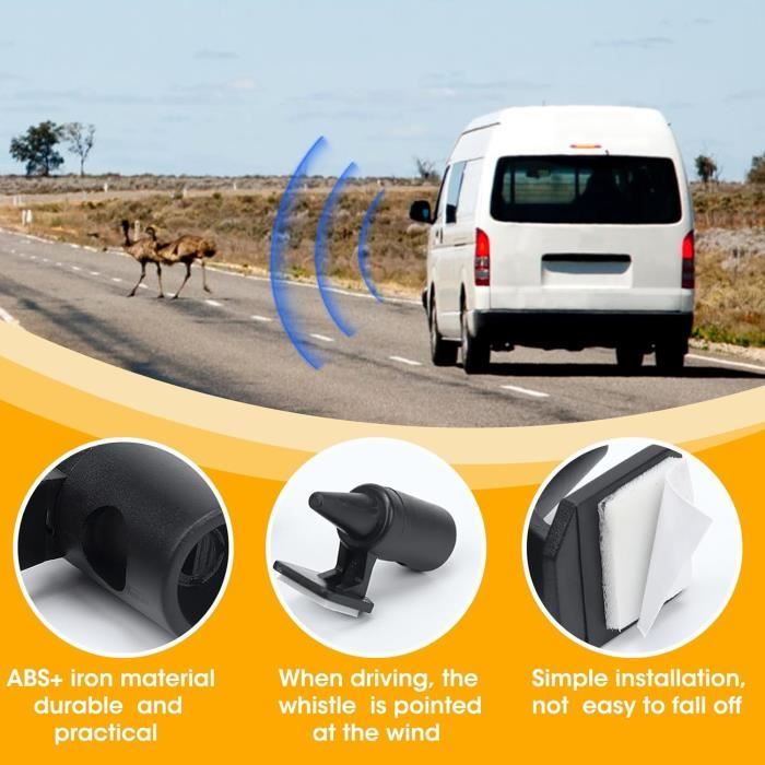4 Sifflets Avertisseurs Cerf Pour Voiture - Acrylique Amélioré, Facile à Fixer, Neuf