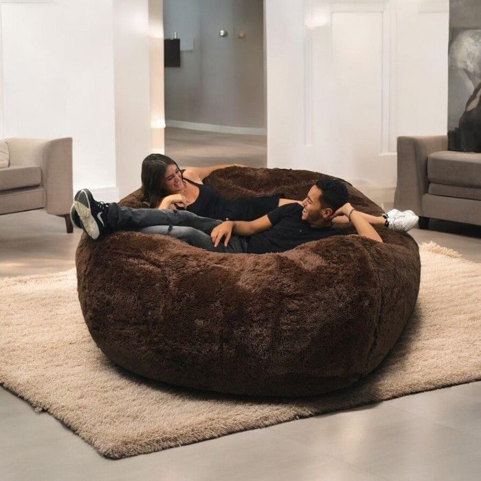 bananair Pouf Géant 160 cm de Diamètre Fourrure XXL avec Mousse