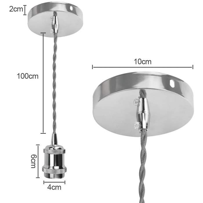 Suspension Luminaire E27 Avec Câble 100cm - Blanc - Réglable - Pour Cuisine, Bar, Chambre