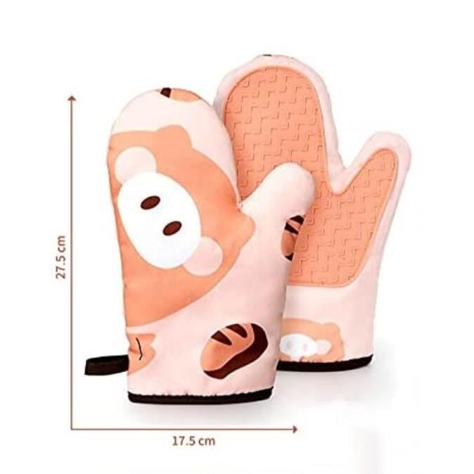 2 Paires De Gants De Four Anti-Chaleur En Silicone - Résistants Jusqu'à 250°C - Design Antidérapant - Rose