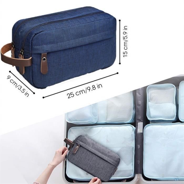 ECOHUB Trousse de Toilette Homme Voyage, Trousse de Maquillage, Imperméable à Grande Ouverture, Multi-Compartiments, pour Rasoir et Articles de Toilette, Idée Cadeau pour Homme, Bleu