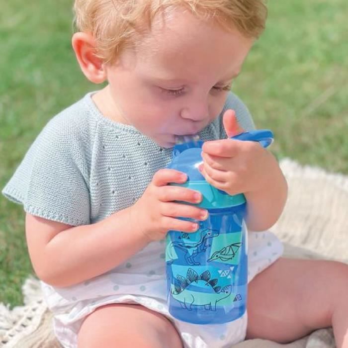 Lot De 2 Tasses Anti-Fuites Nuby Incredible Gulp Fraises - 360ml, +18 Mois, Poignée Transport, Lave-Vaisselle