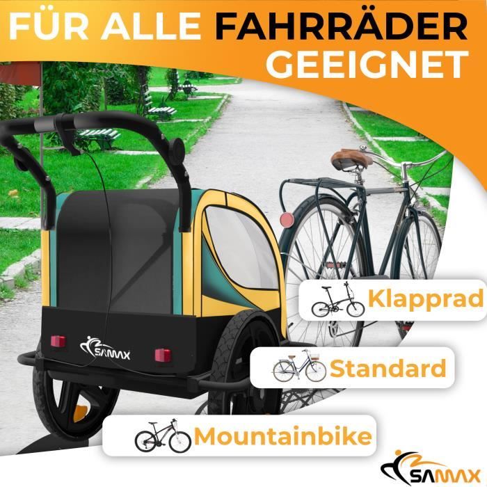 Remorque Vélo Pliable pour Chien Animaux YIS - Noir/Rouge - 40 kg max -  Réflecteurs de sécurité