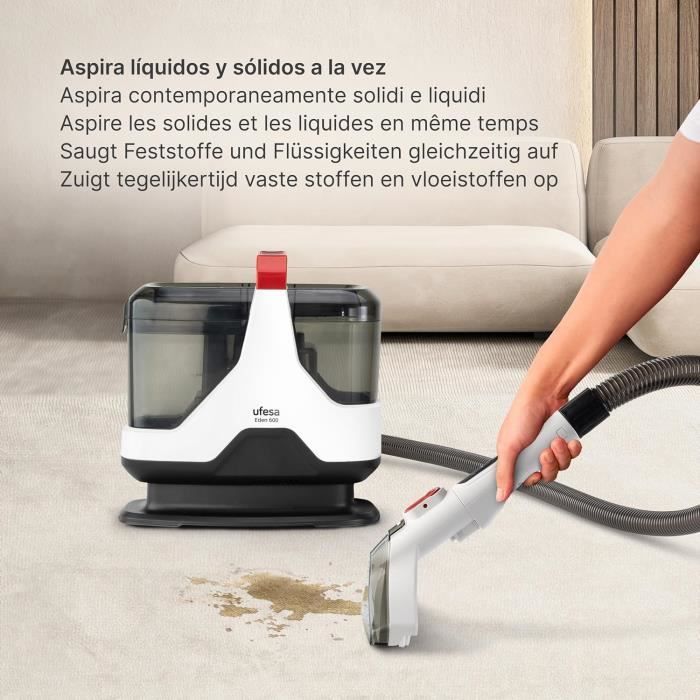 UFESA Eden 600,Aspirateur Eau et Poussiere,Shampouineuse Canape,Nettoyeur  Tapis et Moquettes,Detachant Textile,Shampouineuse Voit - Cdiscount  Electromnager