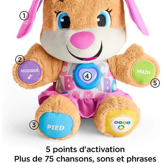 Peluche Interactive Fisher-Price Puppy - 50+ Chansons, 3 Niveaux D'éveil - Pour Bébés De 6 à 36 Mois