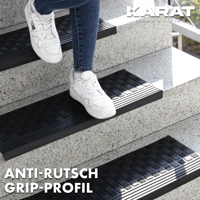 Tapis D'Escalier Rectangulaire Antidérapant En Caoutchouc 25x75 Cm - Intérieur Et Extérieur