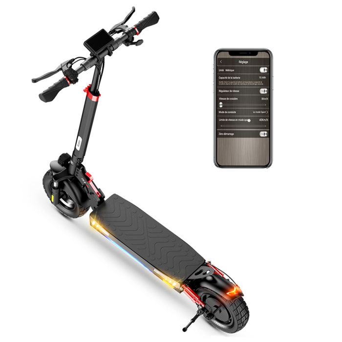 Trottinette Électrique Adulte 1200W - Autonomie 80-90km, Pneus 10.5", Double Frein | Pliable Avec App